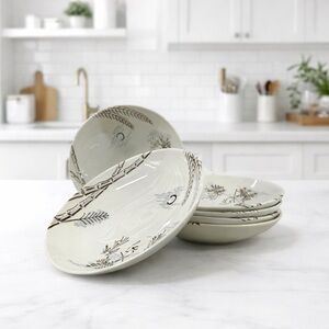 Harmony House Caribbean Soup Pasta Bowls 7.75” Dawn Gray Spice Brown (6)